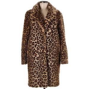 Zara Animal Print Faux Fur Coat Size Medium  - Midi Length
